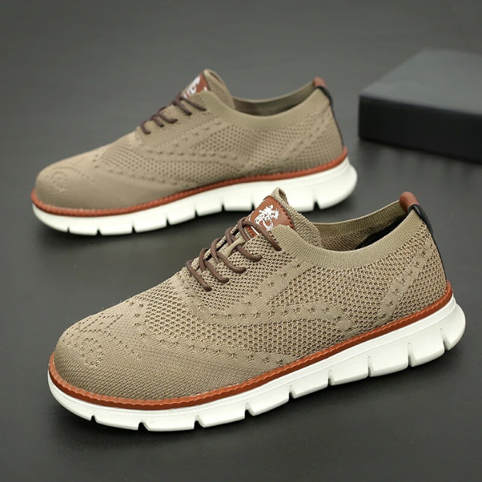 Knit Brogue Shoes with Memory Foam Insole and Breathable Upper