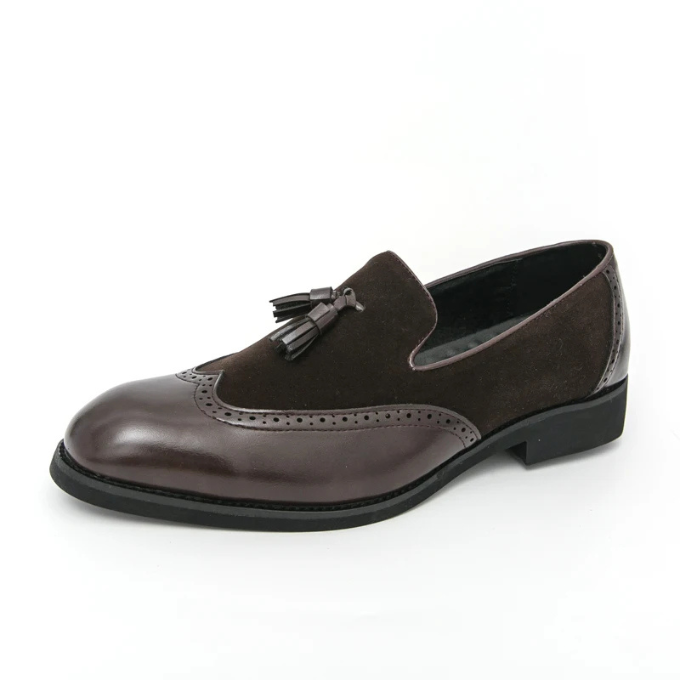 Polished Leather Loafers with Brogue Detailing