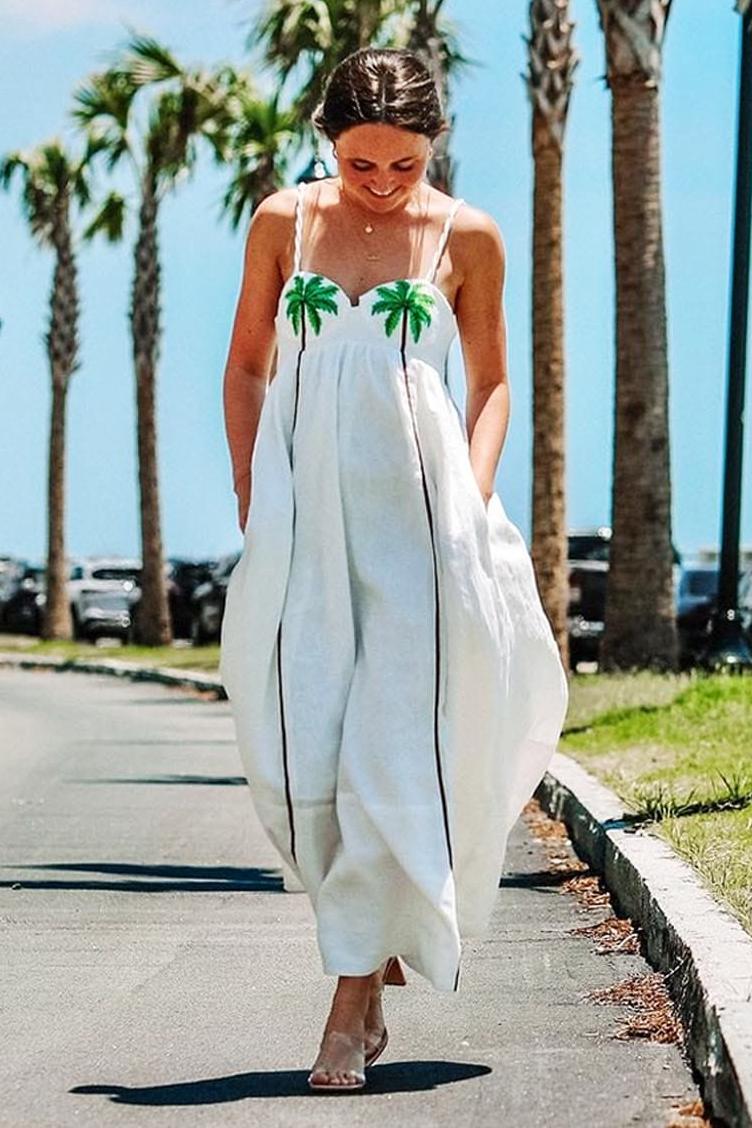 Modern Palm Oasis Slip Dress