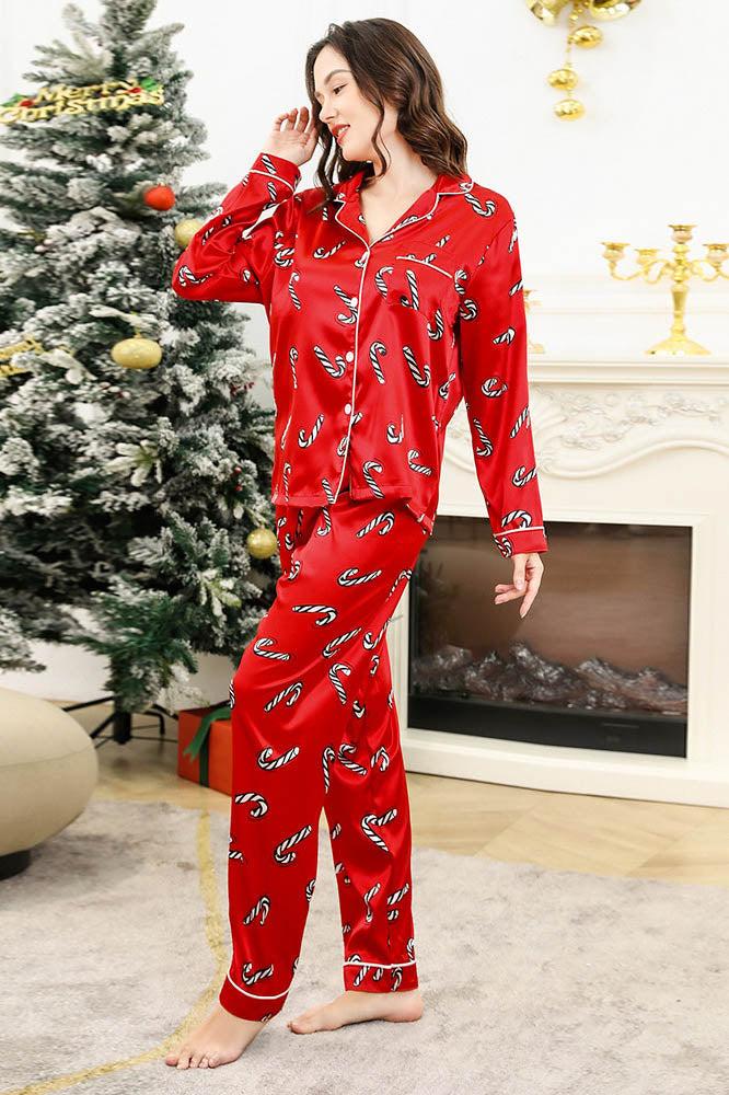 Coordinated Christmas Candy Pattern Pajama Set