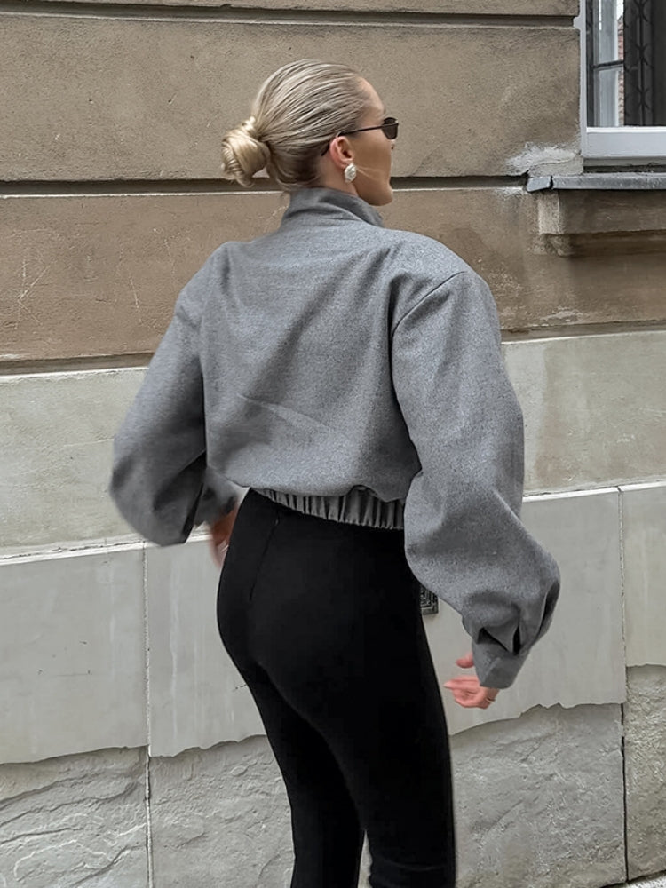 Cropped Jacket in a Lightweight Design with a Stand Collar