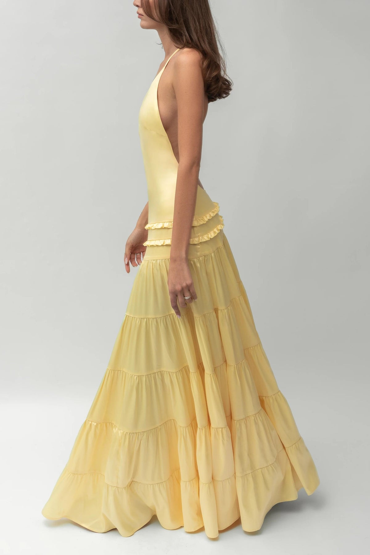 Athena Open-Back Pleated Maxi-Length Dress