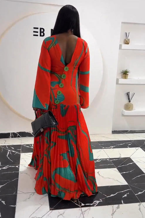 Aurora Pleated Maxi-Length Dress