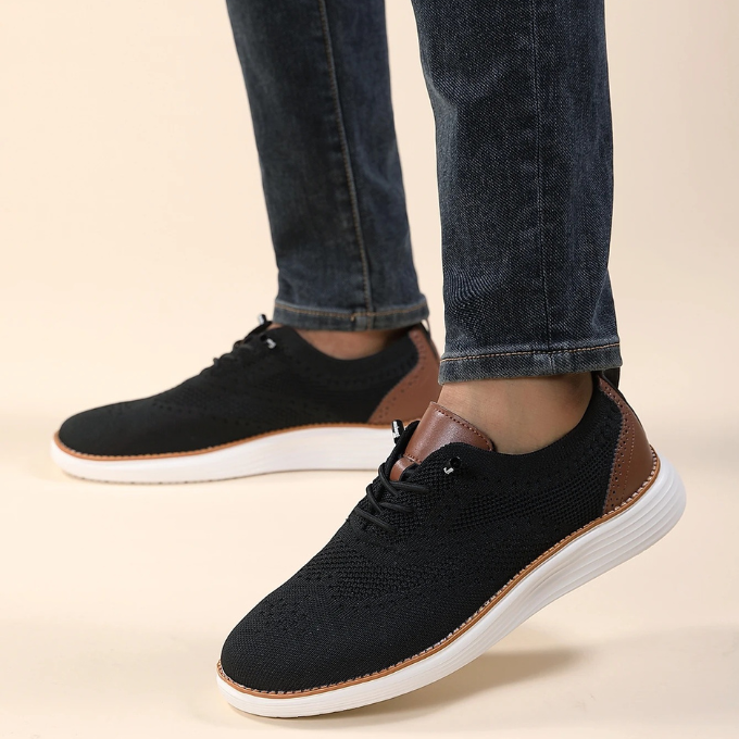 Knit Brogue Shoes with Breathable Upper
