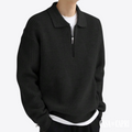 Denim Sweater with Zip Front