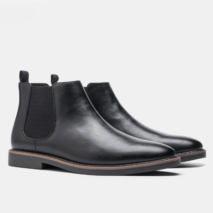 Leather Chelsea Boots with Shock-Absorbing Sole