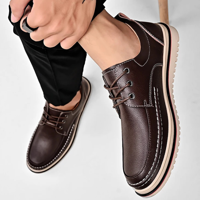 Leather Derby Shoes with Contrast Stitching