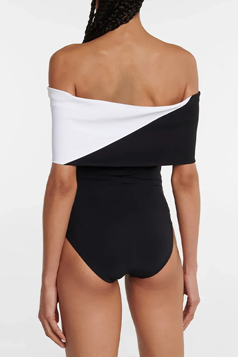 Colorblock Minimal One Piece Swimwear Set