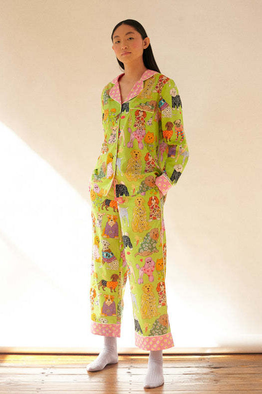 Coordinated Artistic Illustration Pajama Set