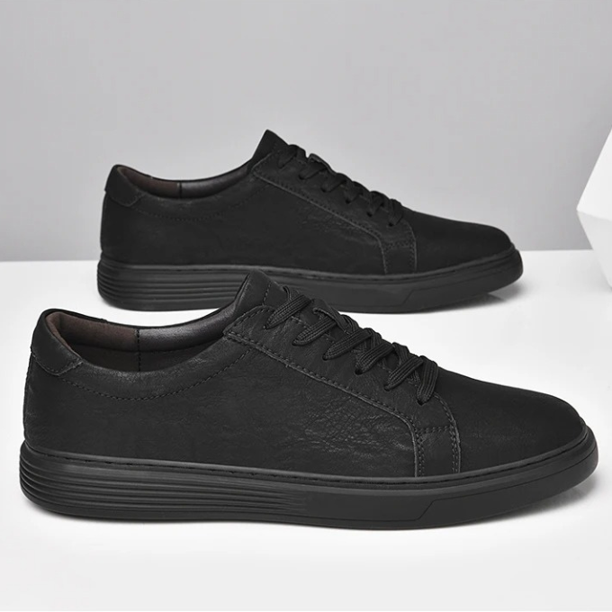 Leather Sneakers with Shock-Absorbing Sole