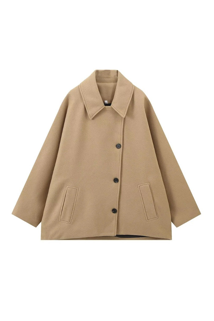 Modern Quiet Luxury Asymmetric Cape Coat