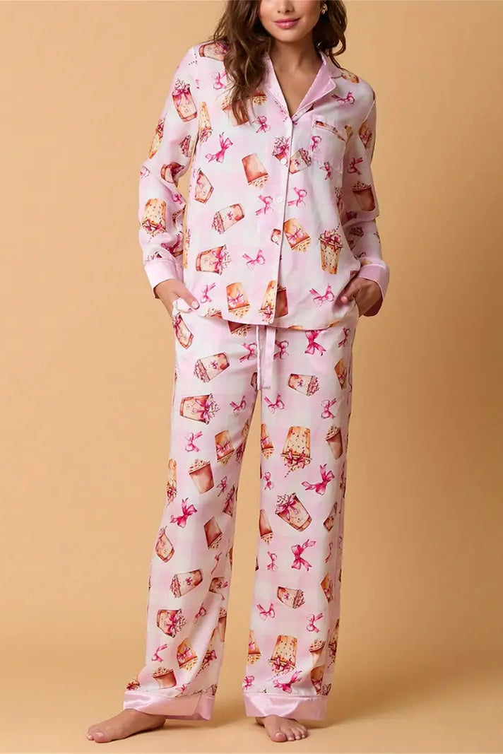 Coordinated Christmas Festive Stripe Print Pajama Set