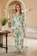 Coordinated Peony Print Long-Sleeve Loungewear Set
