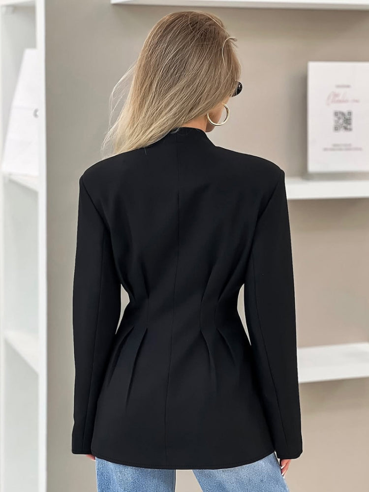 Blazer with Fitted Cut, Lapel Collar and V-Neck
