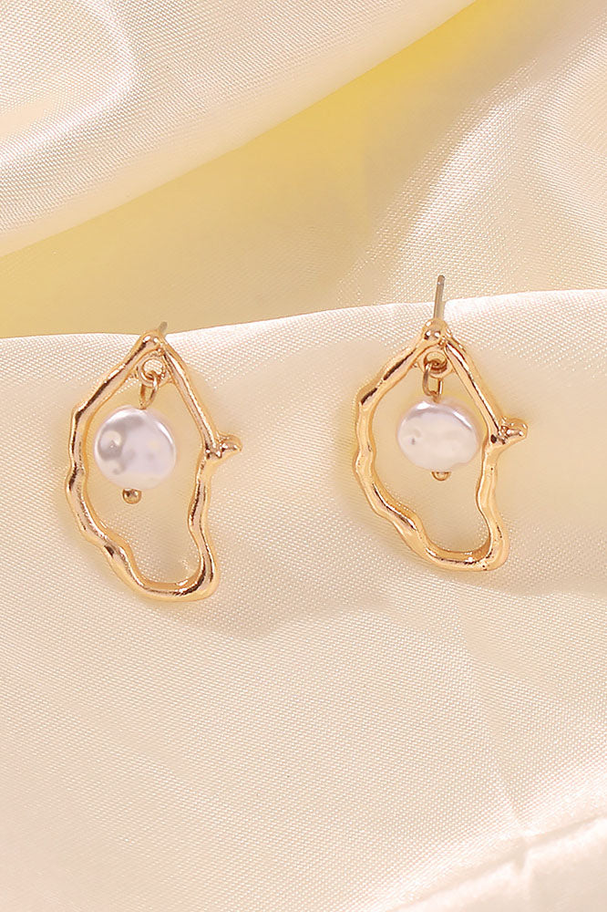 Statement Oyster Pearl - Irregular - Shaped Drop Earrings