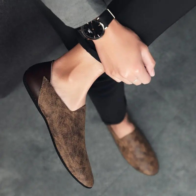 Distressed Leather Loafers with Broken-In Comfort