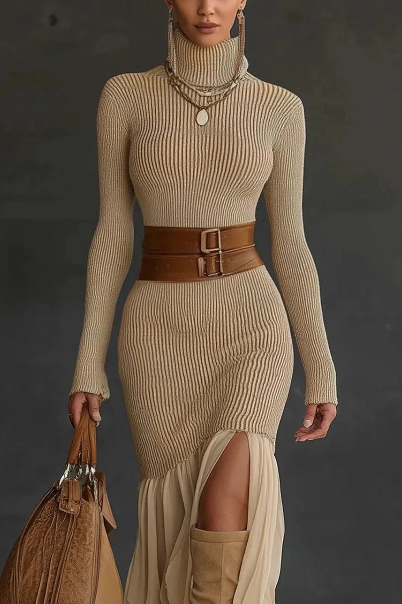 Refined Turtleneck Knit Dress