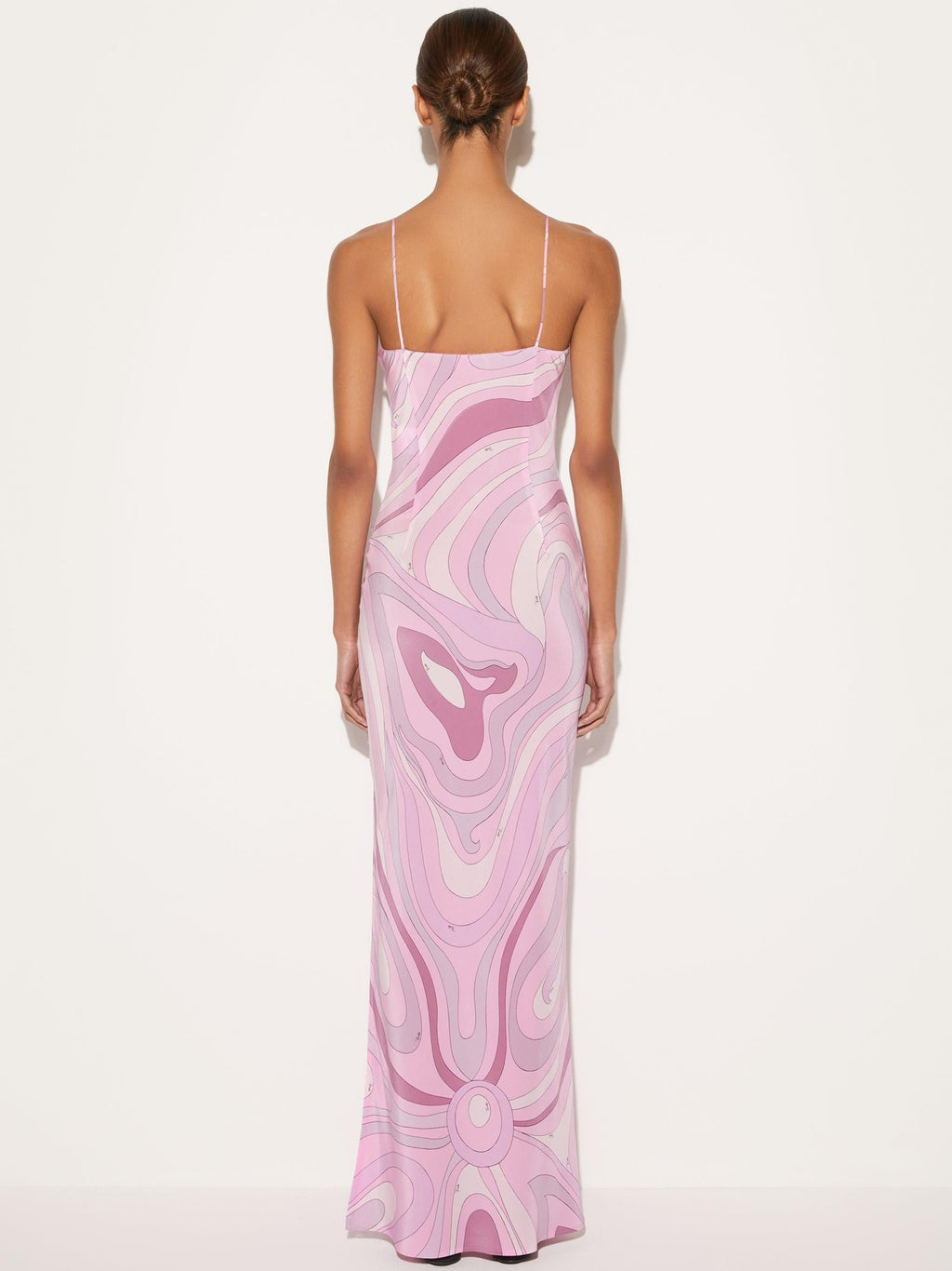 Marmo Patterned Satin Maxi-Length Dress