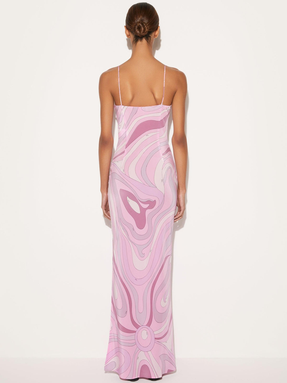 Marmo Patterned Satin Maxi-Length Dress