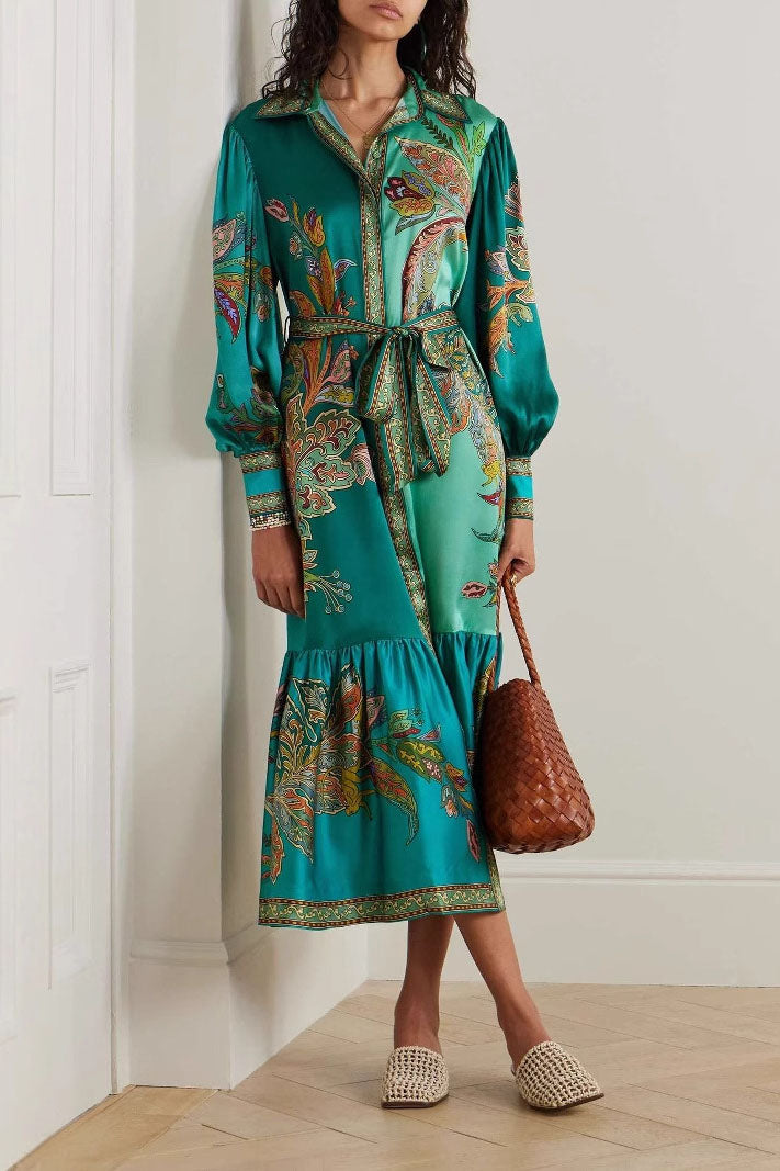 Satin Flower Print Dress
