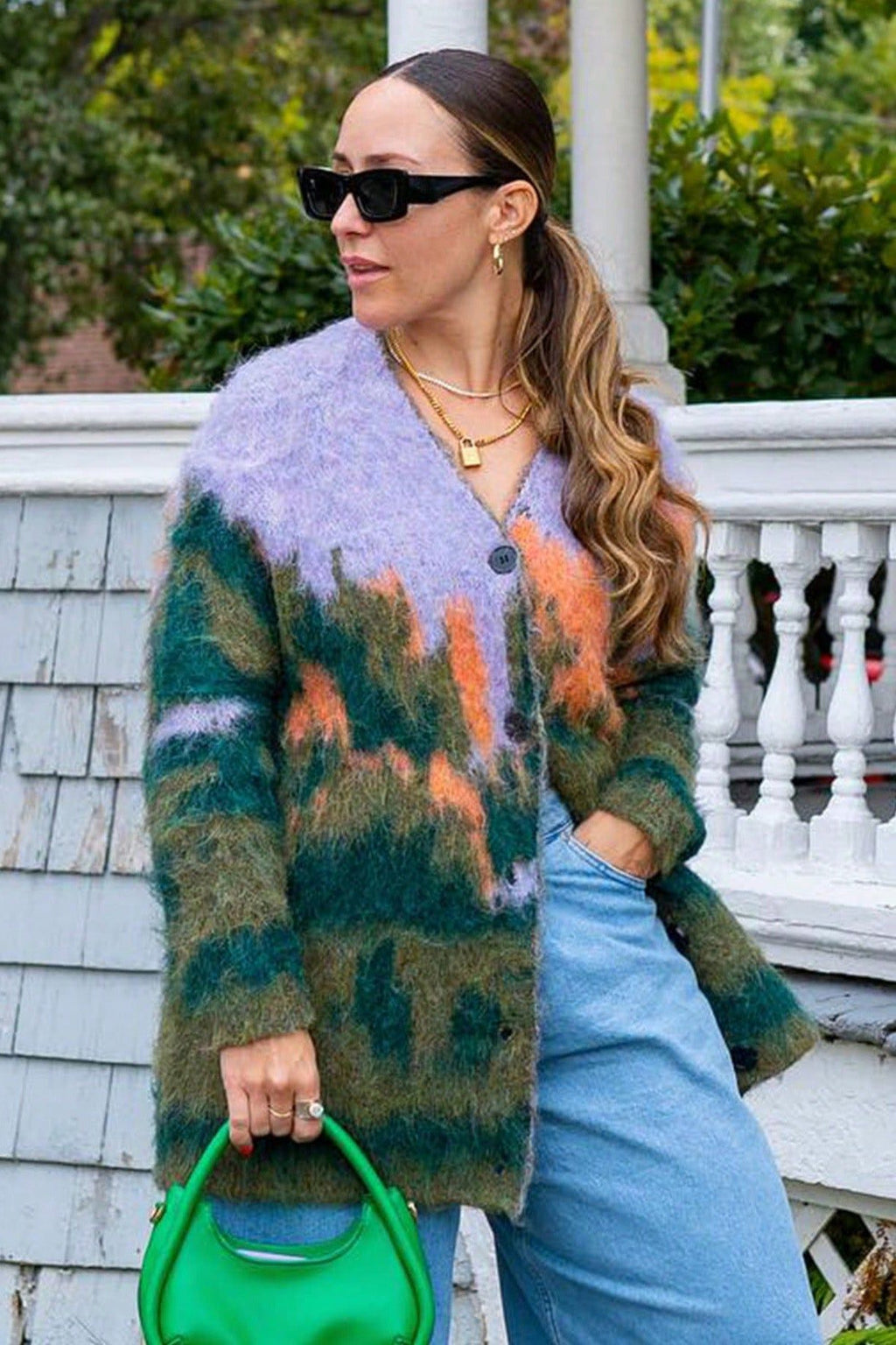 Modern Art-Inspired Knit Cardigan