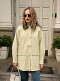Washed Jacket with Color Block Design and Pockets