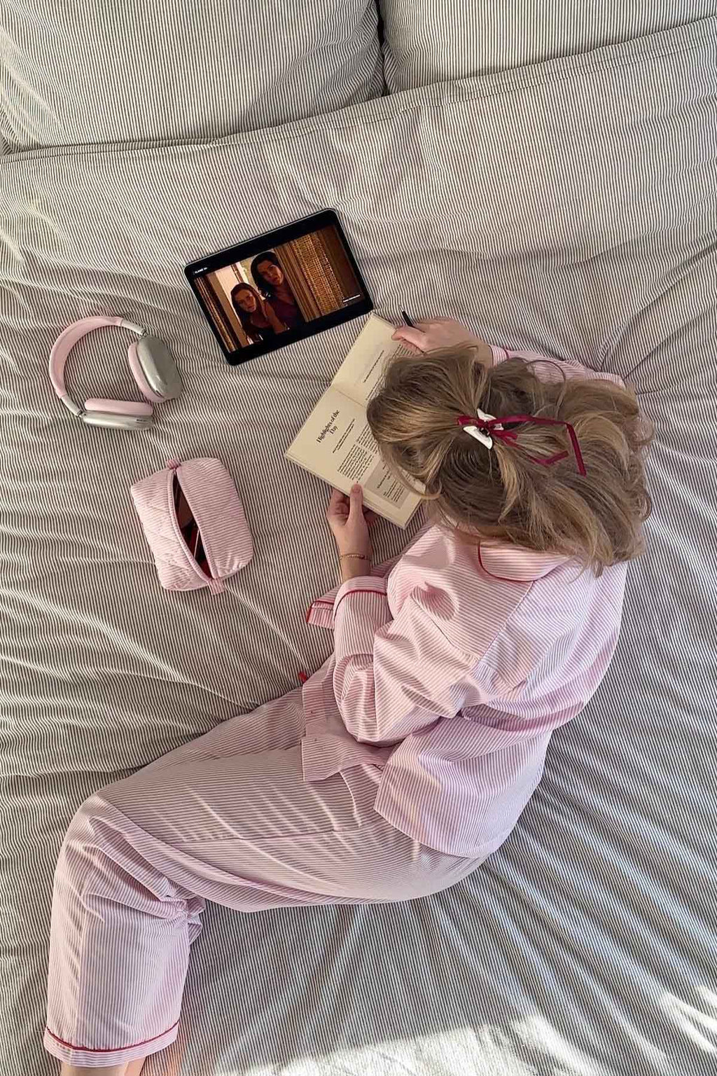 Coordinated Pink Striped Heart Pajama Set