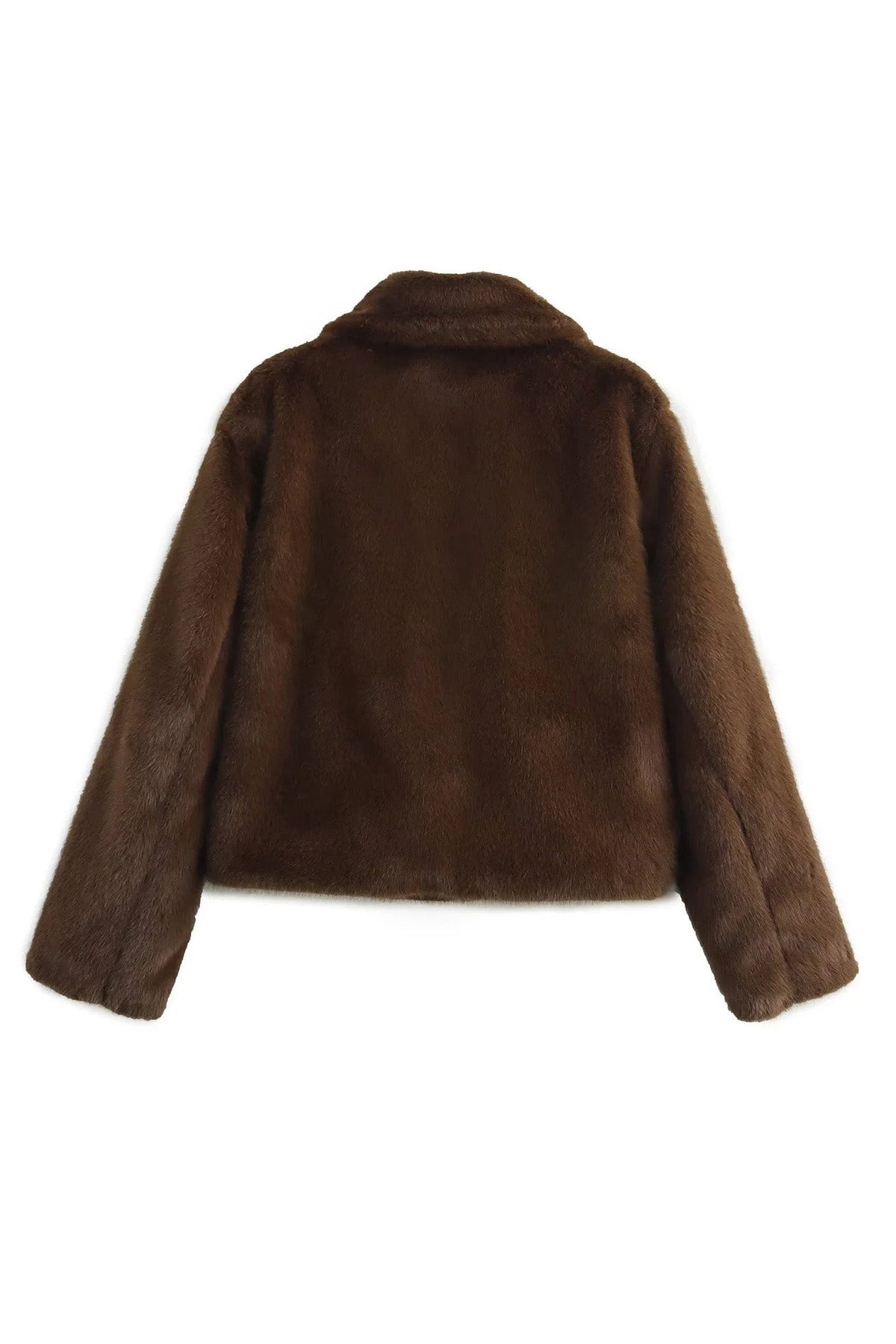 Modern Cocoa Tone Plush Lapel Jacket