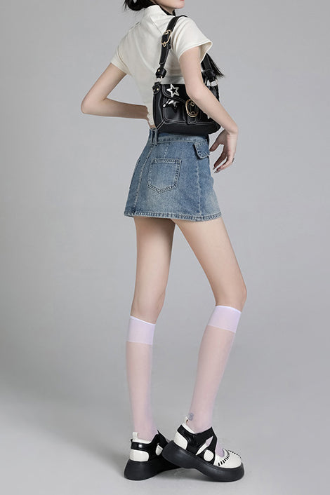 Modern Retro Hot Girl Denim Skirt