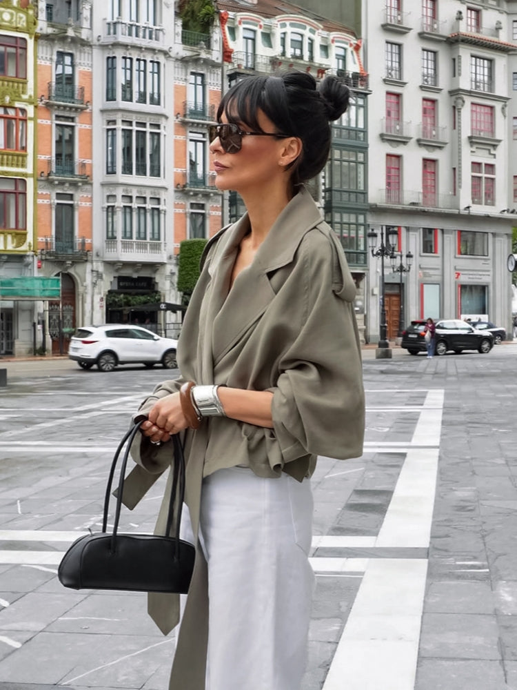 Oversized, Lightweight Coat with Lapel Collar
