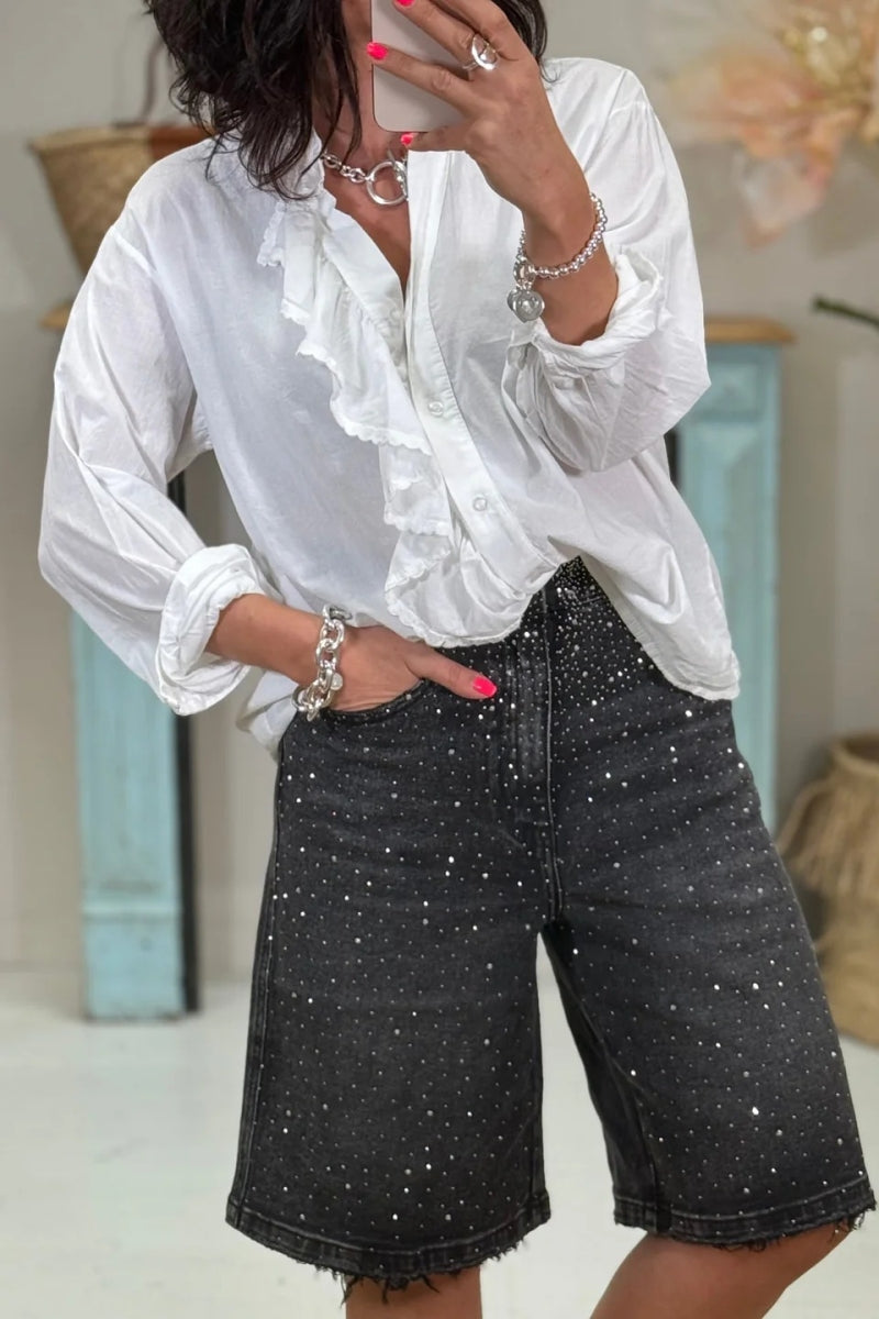 Bermuda Crystal-Detail Short Jeans