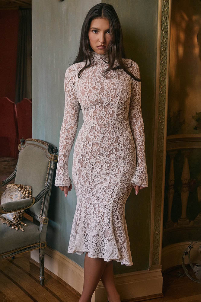 Lace High-Waisted Slimming Fitted Dress