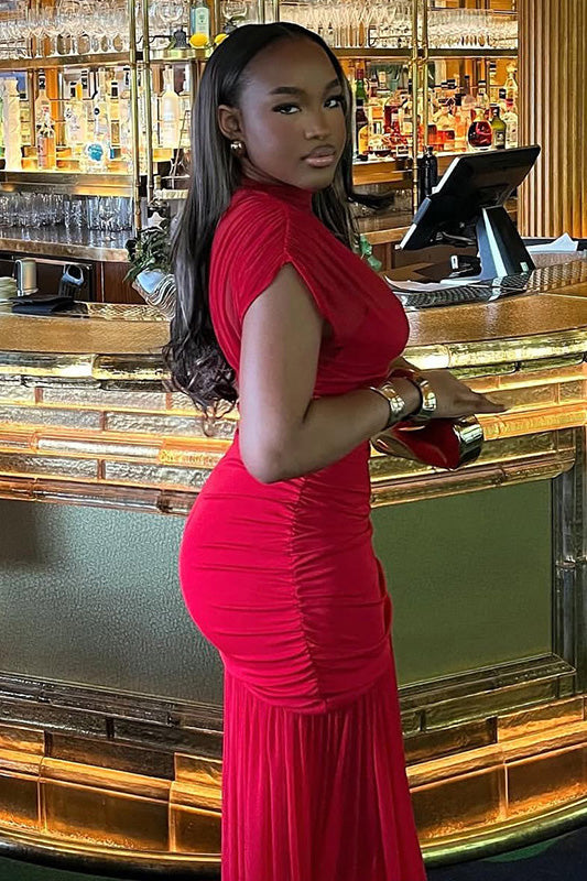 Timeless Solid Fishtail Maxi-Length Dress