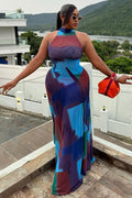 Fluid Tie-Dye Flared Cuff Maxi-Length Dress