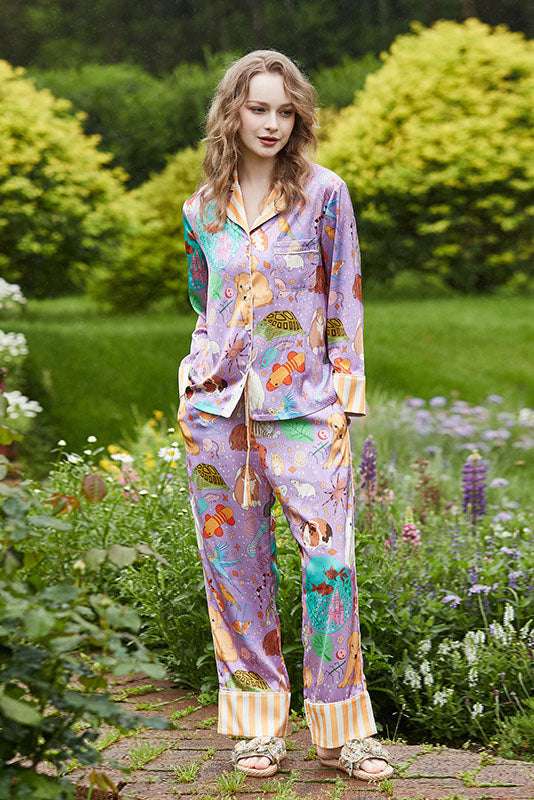 Coordinated Guinea Pig and Fish Long Pajama Set