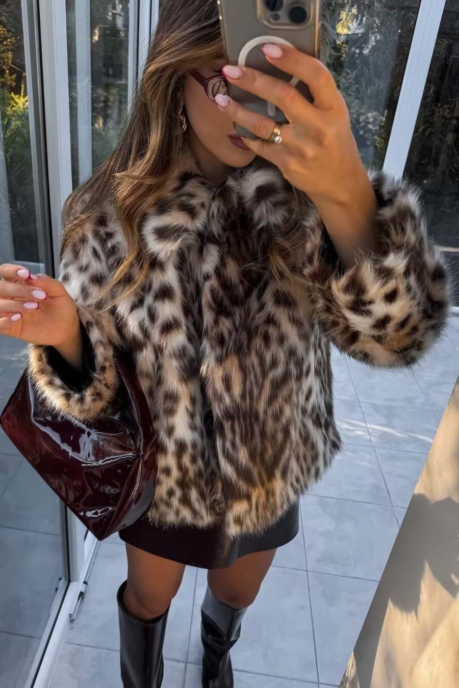 Modern Wild leopard print short lapel fur coat