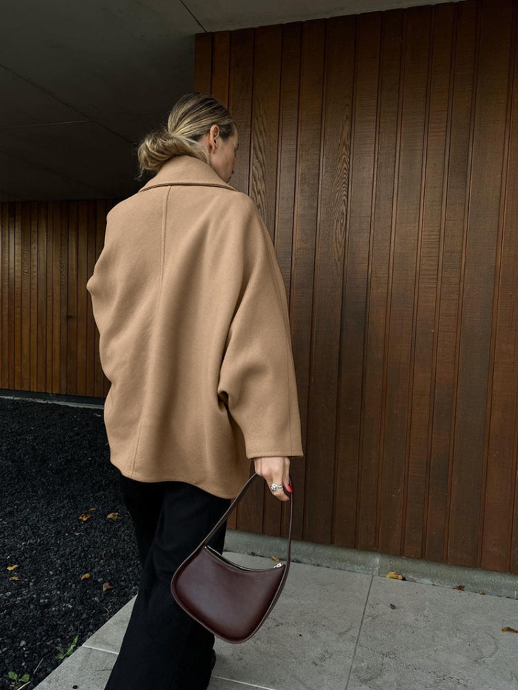 Coat with Lapel Collar and Pockets