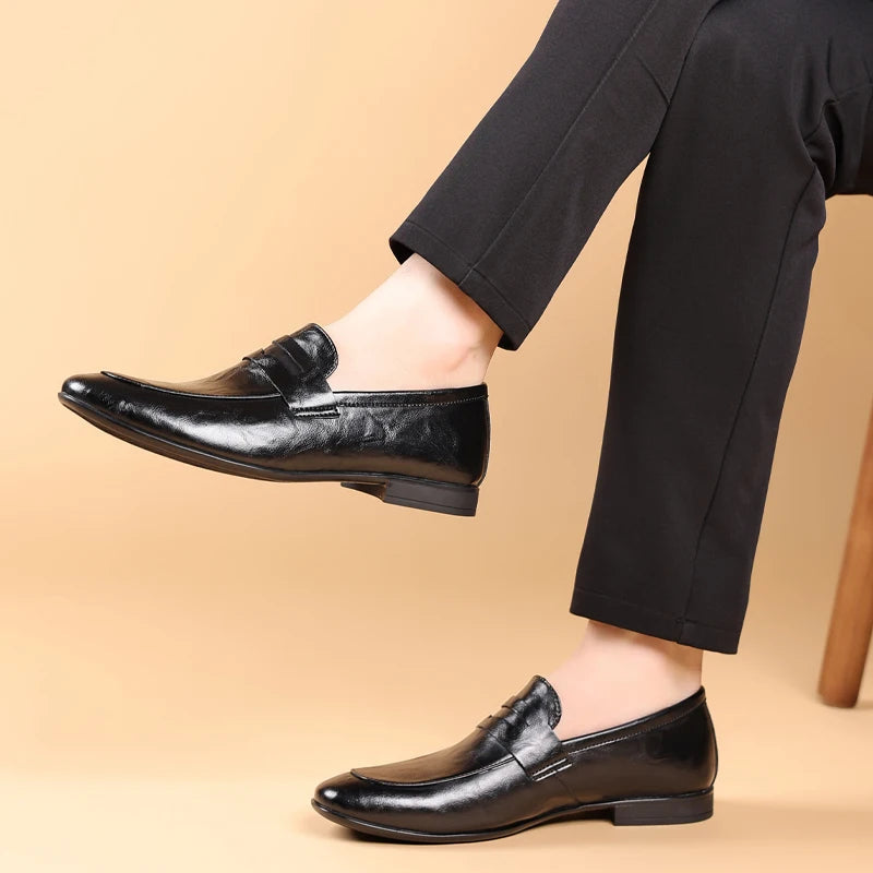 Polished Full-Grain Leather Loafers with Pointed Toe
