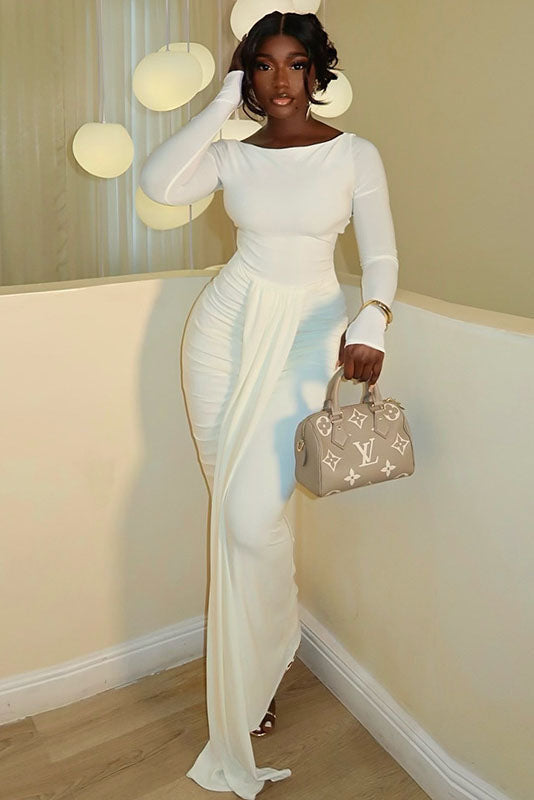 Refined White Maxi-Length Dress
