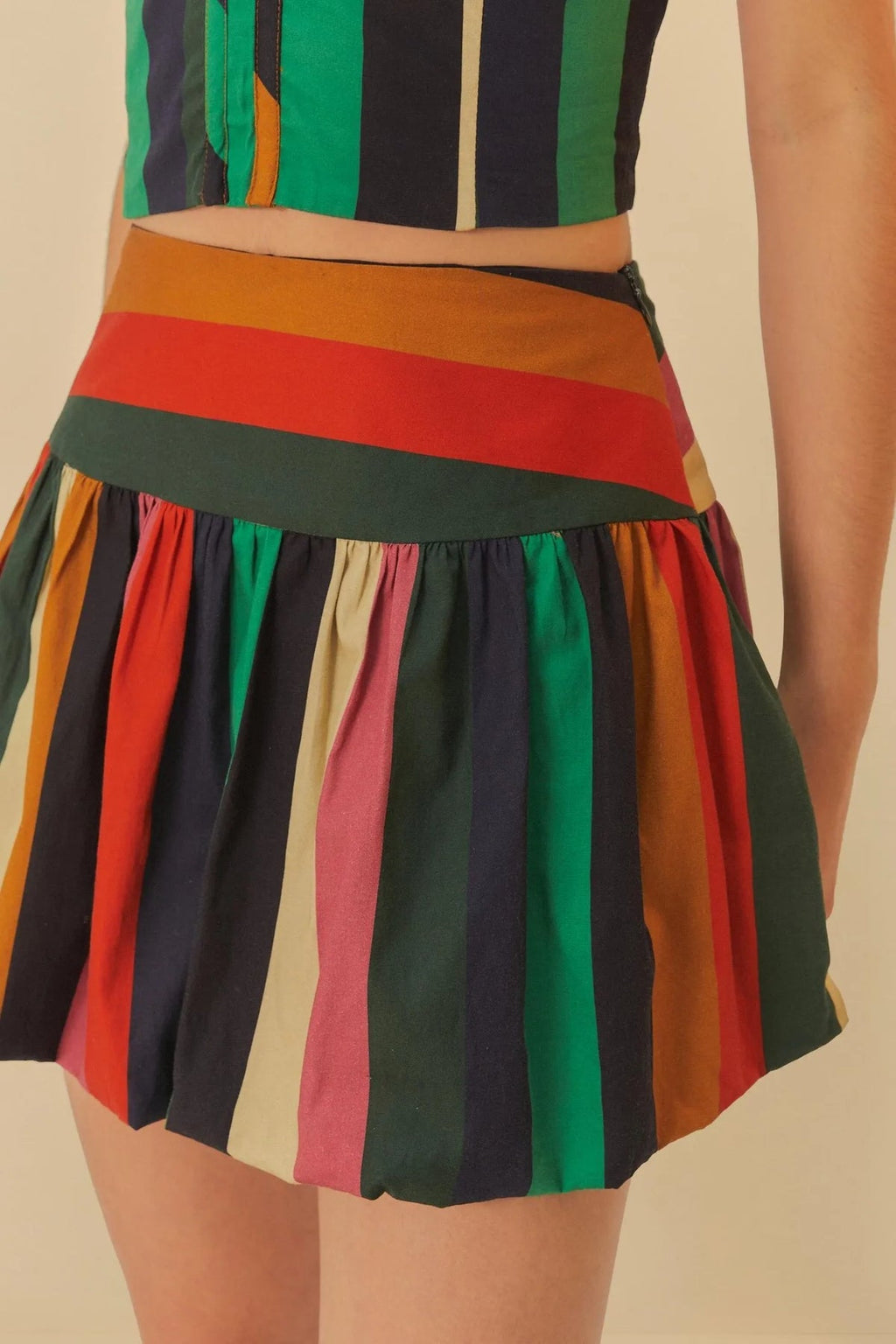 Modern Colorful Striped Lantern Skirt