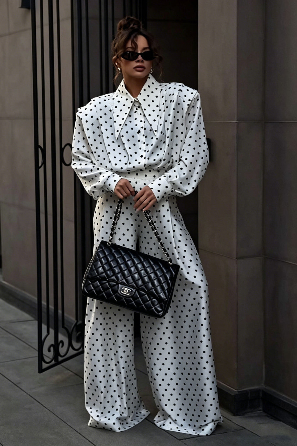 French Style Polka Dot Trousers Set