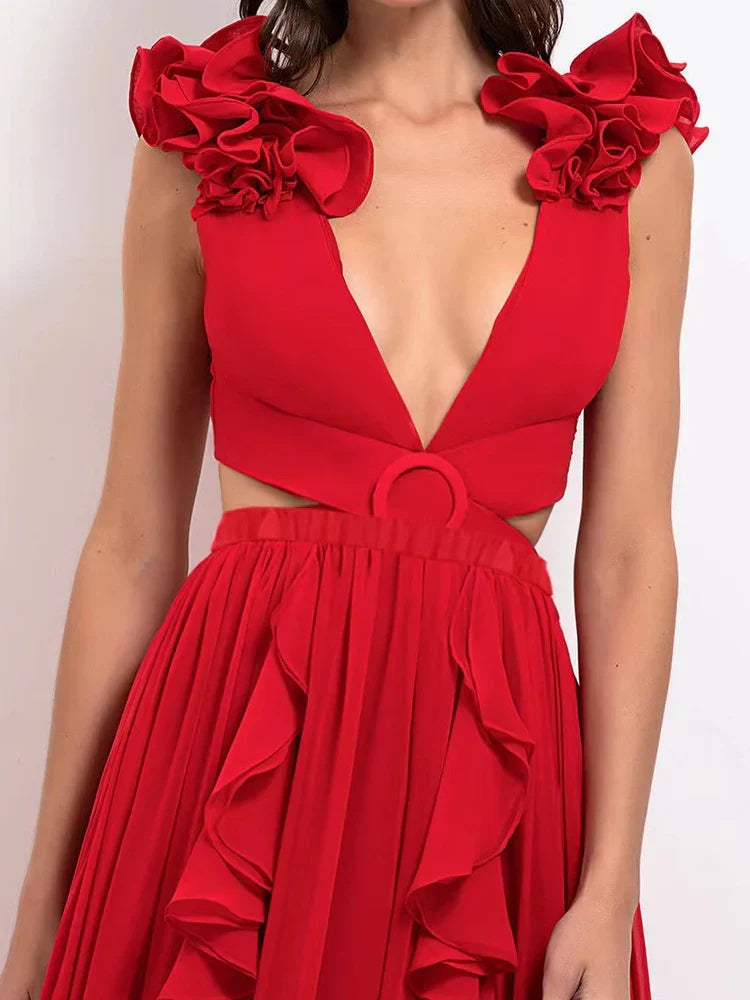 3D Flower Shoulder Embellished Cut-Out Swimsuit
