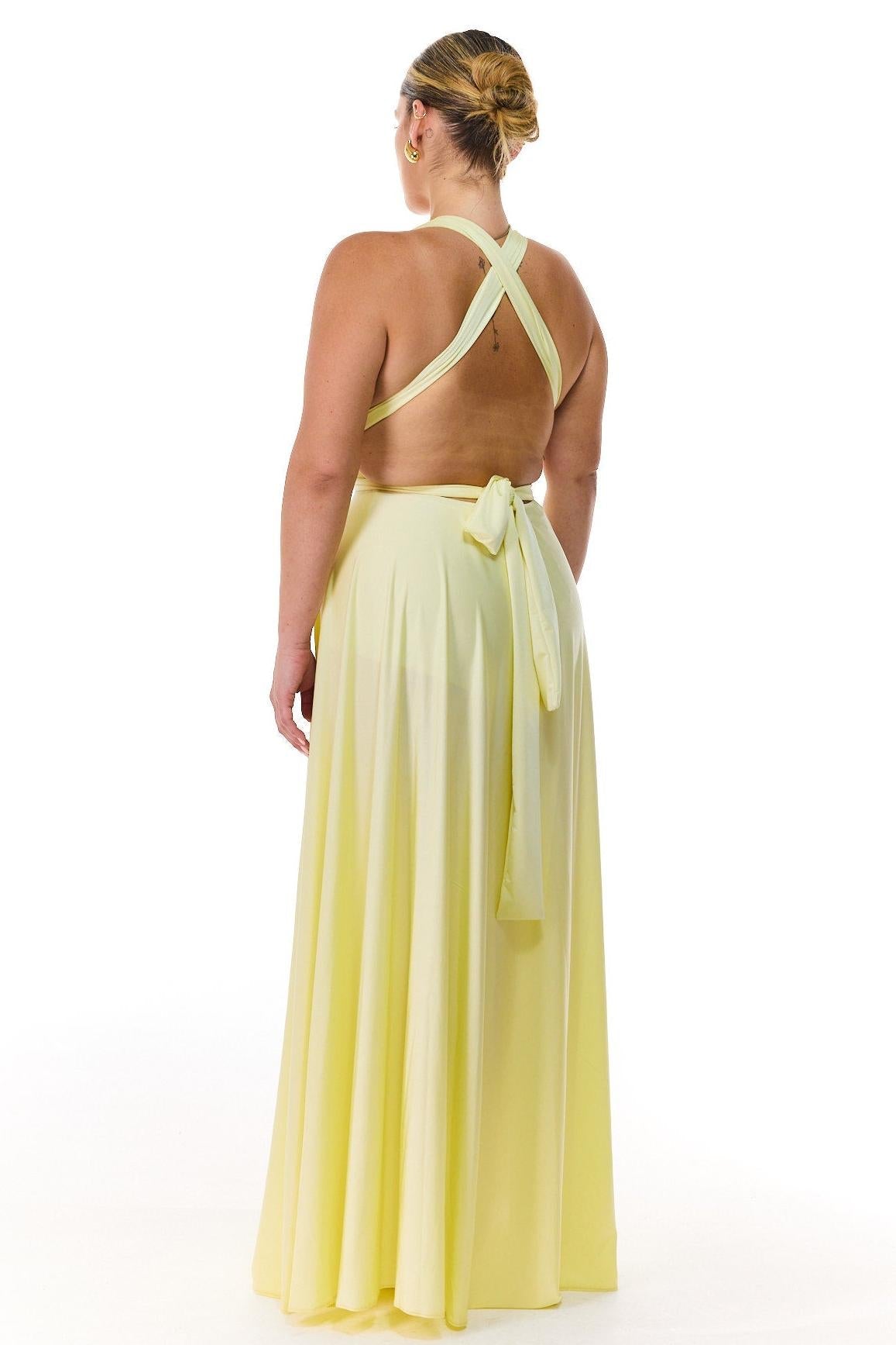 Yellow Tie Maxi-Length Dress