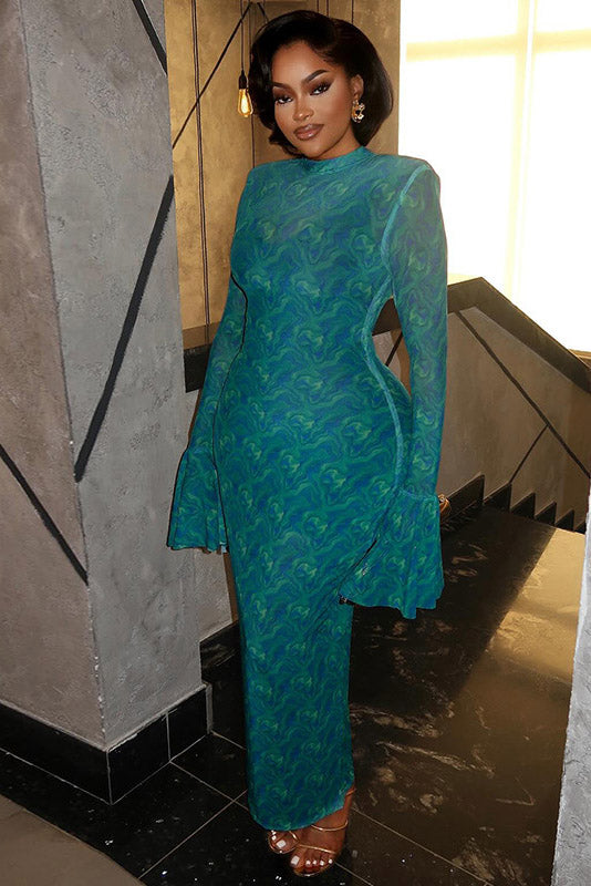 Refined Lady Style Flare Sleeve Dress