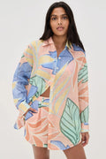 Playa Boyfriend Tropical Leaf Patterned Short Set