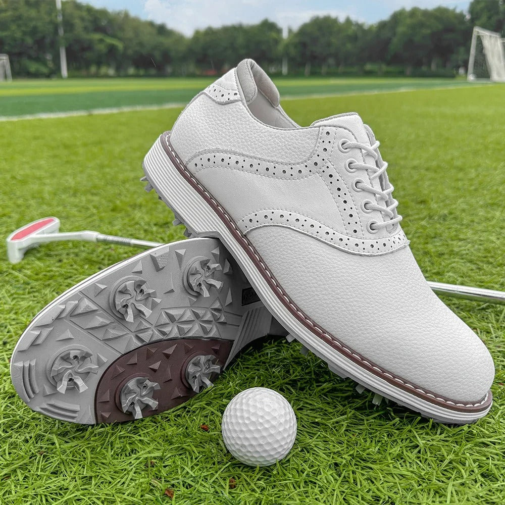 Pebbled Leather Brogue Shoes with Pebbled Texture
