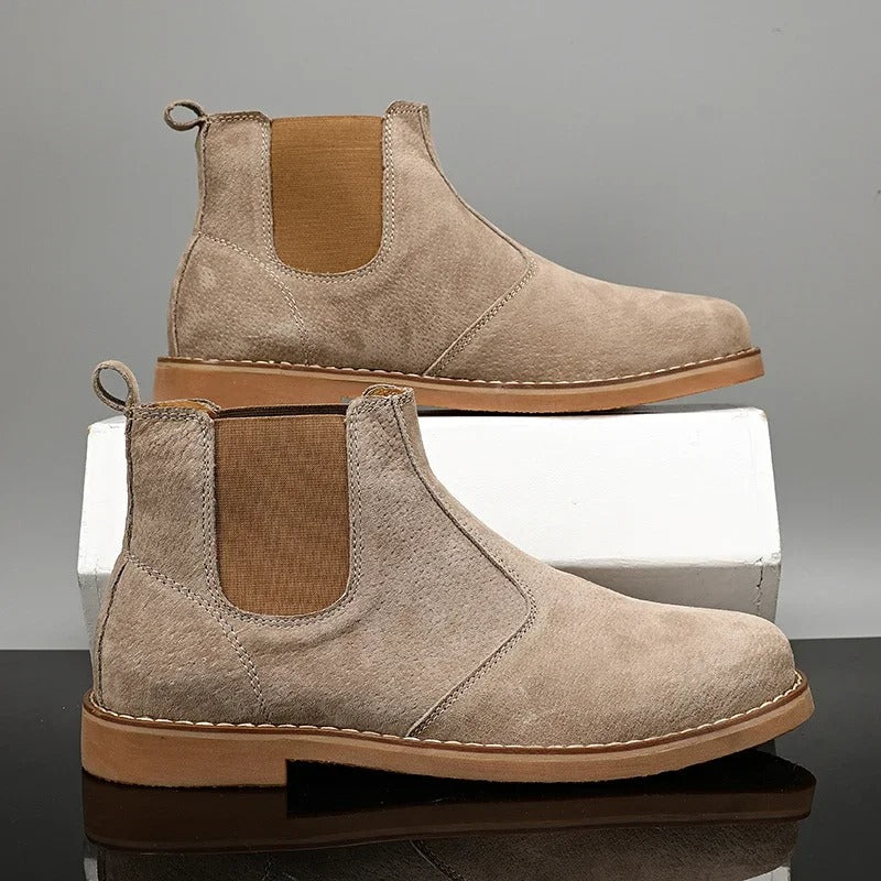 Cowhide Leather Chelsea Boots with Shock-Absorbing Sole