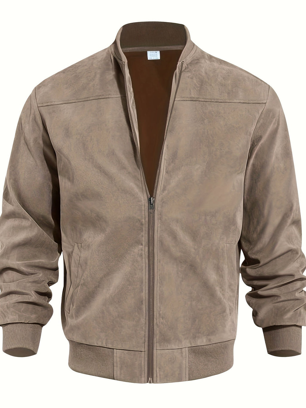 Suede Leather Jacket with Multiple Pockets