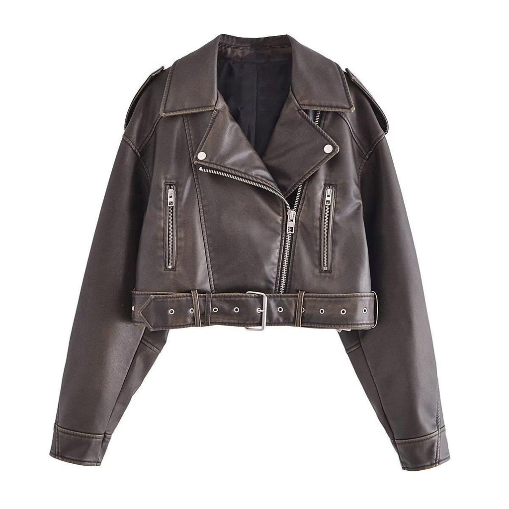 Washable Leather Jacket with Color Gradient