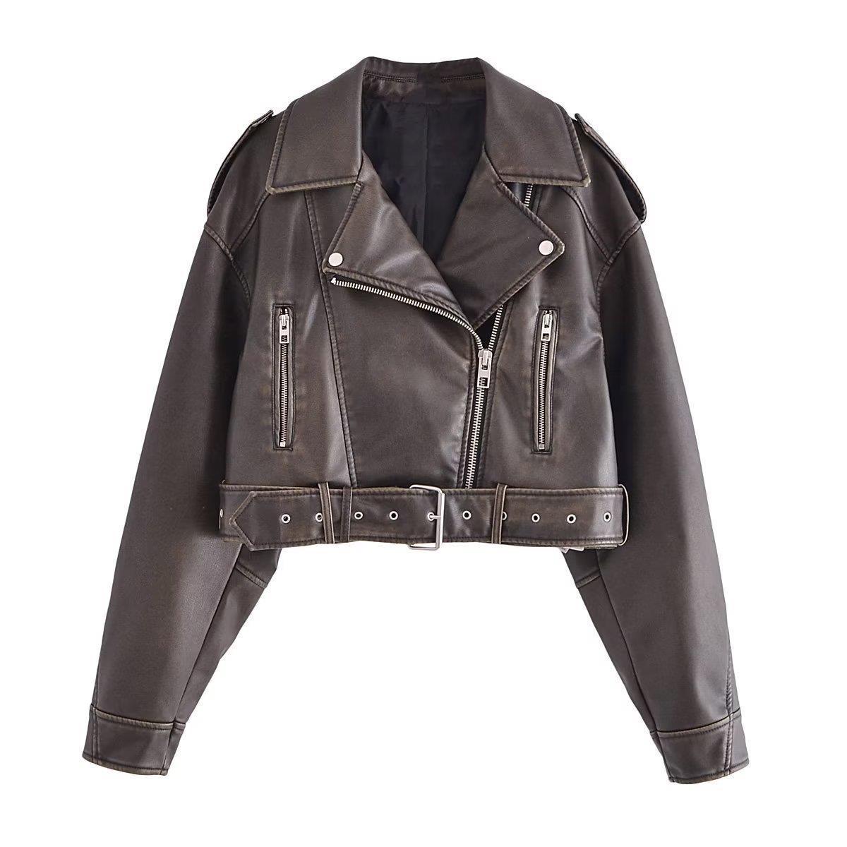 Washable Leather Jacket with Color Gradient